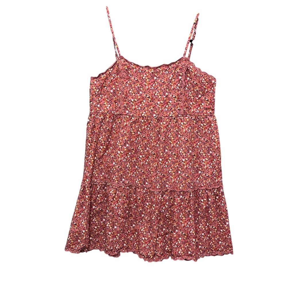 Aeropostale Babydoll Dress S Pink Floral Scalloped Trim Cottagecore Boho - Picture 2 of 16
